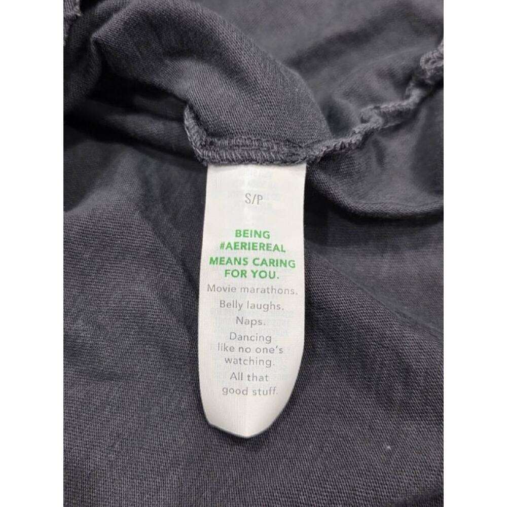 Aerie Extreme V-Neck Y2K Oversized Boyfriend T-Shirt Black Small A004634 - Picture 8 of 11